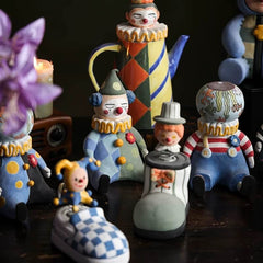 Whimsical Clown Ceramic Decor - Handcrafted Tabletop Sculpture, Unique Home Gift & Funny Desk Art"