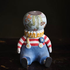 Whimsical Clown Ceramic Decor - Handcrafted Tabletop Sculpture, Unique Home Gift & Funny Desk Art"