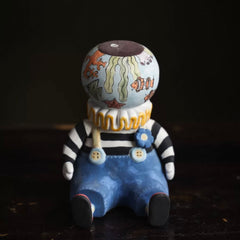 Whimsical Clown Ceramic Decor - Handcrafted Tabletop Sculpture, Unique Home Gift & Funny Desk Art"