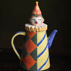 Whimsical Clown Ceramic Decor - Handcrafted Tabletop Sculpture, Unique Home Gift & Funny Desk Art"