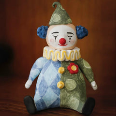 Whimsical Clown Ceramic Decor - Handcrafted Tabletop Sculpture, Unique Home Gift & Funny Desk Art"