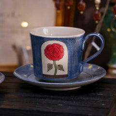 Hand-Painted Little Prince Coffee Set - Ceramic Mug & Saucer, Unique Couple's Gift for Birthday/Wedding