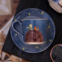 Hand-Painted Little Prince Coffee Set - Ceramic Mug & Saucer, Unique Couple's Gift for Birthday/Wedding