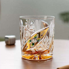 ClayWhispers Bohemia Floral Enamel Crystal Whisky Glasses Gift Set Of Two
