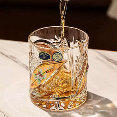 ClayWhispers Bohemia Floral Enamel Crystal Whisky Glasses Gift Set Of Two