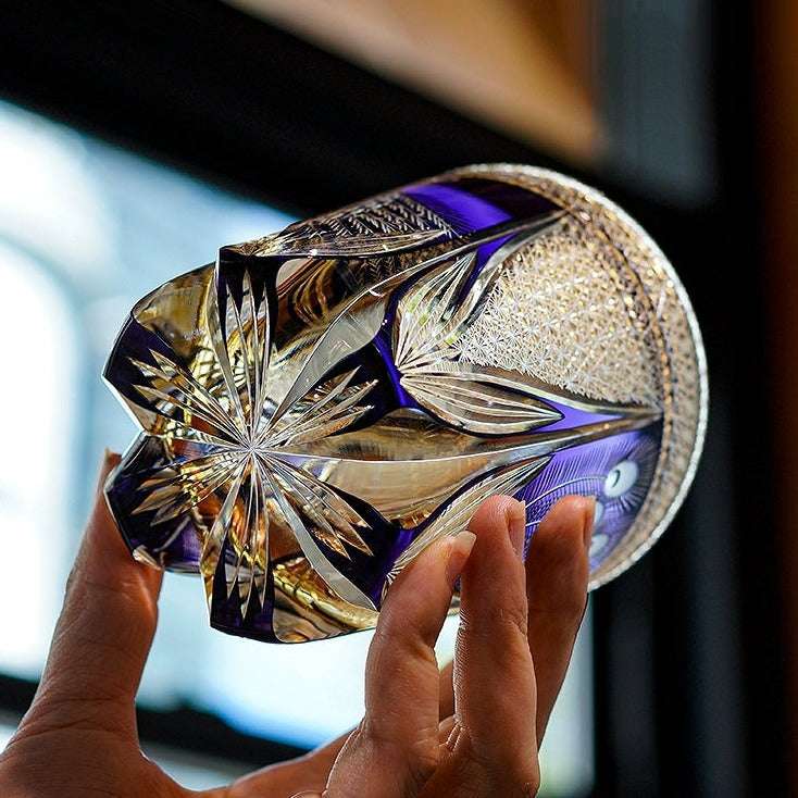 ClayWhispers Handcrafted Violet Peacock Whisky Glass With Wooden Box