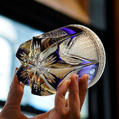 ClayWhispers Handcrafted Violet Peacock Whisky Glass With Wooden Box