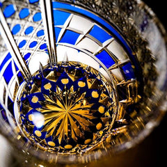 ClayWhispers Handcrafted Sapphire Motif Whisky Glass With Wooden Box