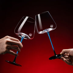 Handcrafted Blue Stem Burgundy Wine Glass With Blue Mountain Wine Decanter Sets