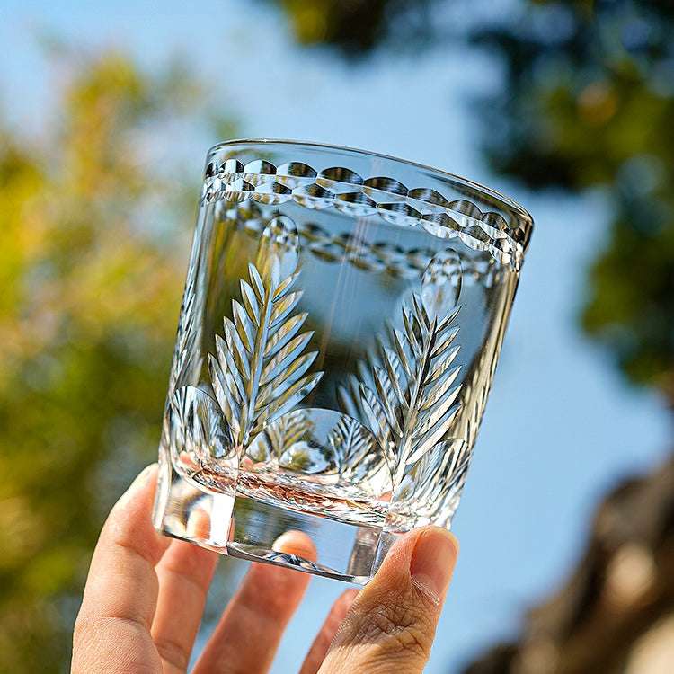 ClayWhispers Handcrafted Avaire Plum Artistry Whisky Glass With Wooden Box