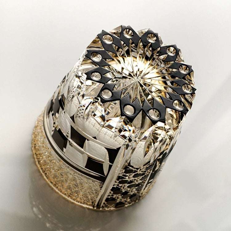 ClayWhispers Handcrafted Midnight Motif Whisky Glass With Wooden Box