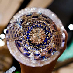 ClayWhispers Handcrafted Sapphire Motif Whisky Glass With Wooden Box