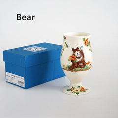 Japanese Tamikazu Hayashi Hand-painted Animal Theme Ceramic Tall Cup Gift Sets