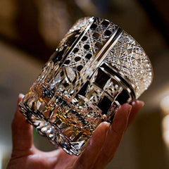 ClayWhispers Handcrafted Midnight Motif Whisky Glass With Wooden Box