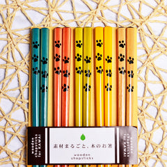 Japanese PawPrint Wooden Chopsticks — Set of 5