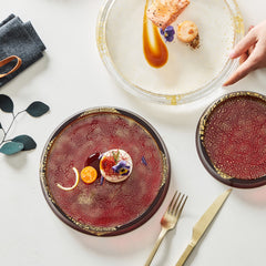 Toyo-Sasaki Handcrafted Gold Leaf Glass Plate Collection