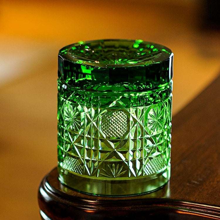 ClayWhispers Handcrafted Octagonal Chrysanthemum Whisky Glass With Wooden Box