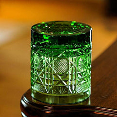 ClayWhispers Handcrafted Octagonal Chrysanthemum Whisky Glass With Wooden Box