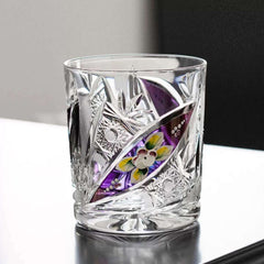 ClayWhispers Bohemia Floral Enamel Crystal Whisky Glasses Gift Set Of Two