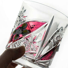 ClayWhispers Bohemia Floral Enamel Crystal Whisky Glasses Gift Set Of Two