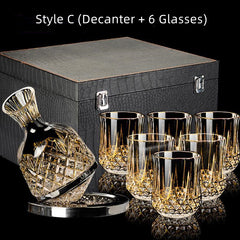 Cristal D'Arques Golden Vine Crystal Wine Glasses With Decanter Sets