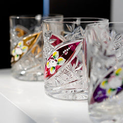 ClayWhispers Bohemia Floral Enamel Crystal Whisky Glasses Gift Set Of Two