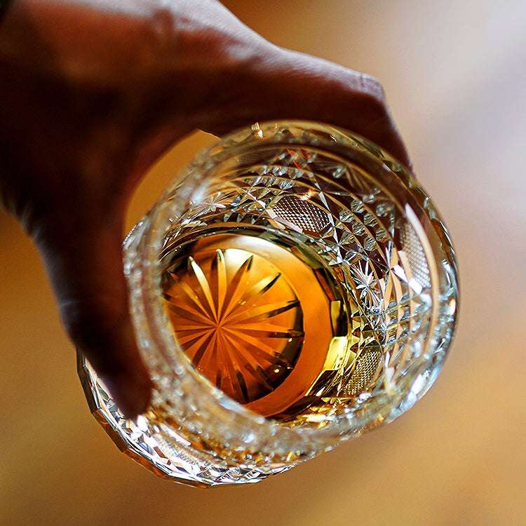 ClayWhispers Handcrafted Octagonal Chrysanthemum Whisky Glass With Wooden Box