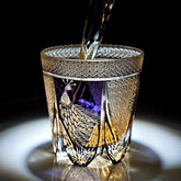 ClayWhispers Handcrafted Violet Peacock Whisky Glass With Wooden Box