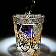 ClayWhispers Handcrafted Violet Peacock Whisky Glass With Wooden Box