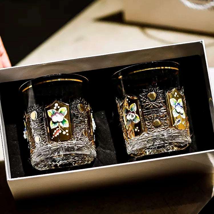 ClayWhispers Bohemia Enchanted Blossom Whisky Glasses Gift Set Of Two