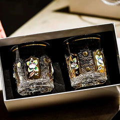 ClayWhispers Bohemia Enchanted Blossom Whisky Glasses Gift Set Of Two