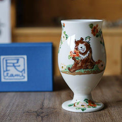 Japanese Tamikazu Hayashi Hand-painted Animal Theme Ceramic Tall Cup Gift Sets
