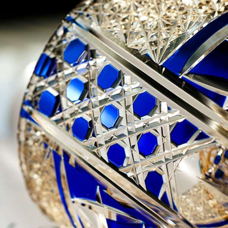 ClayWhispers Handcrafted Sapphire Motif Whisky Glass With Wooden Box