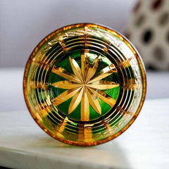 ClayWhispers Handcrafted Diamond Amber Whisky Glass With Wooden Box