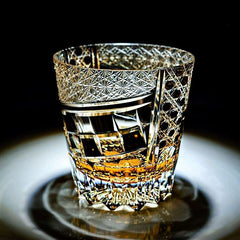ClayWhispers Handcrafted Midnight Motif Whisky Glass With Wooden Box