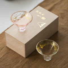 Toyo Sasaki Handcrafted Kinka & Sakura Fuji Glass Set