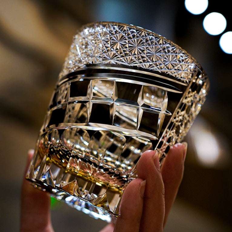 ClayWhispers Handcrafted Midnight Motif Whisky Glass With Wooden Box