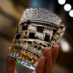 ClayWhispers Handcrafted Midnight Motif Whisky Glass With Wooden Box