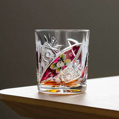 ClayWhispers Bohemia Floral Enamel Crystal Whisky Glasses Gift Set Of Two