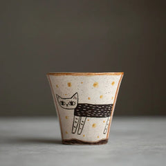 Cat Ceramic Coffee Mug – Original Cute Minimalist Tea Cup & Friendship Gift