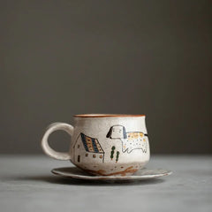 Cat Ceramic Coffee Mug – Original Cute Minimalist Tea Cup & Friendship Gift