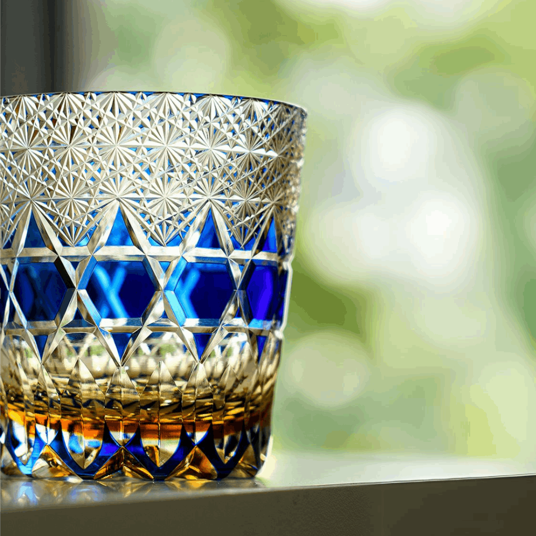 ClayWhispers Handcrafted Sapphire Fluorite Whisky Glass With Wooden Box