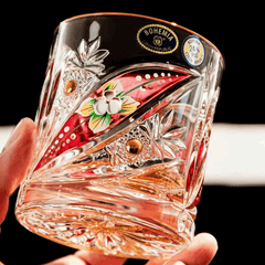 ClayWhispers Bohemia Floral Enamel Crystal Whisky Glasses Gift Set Of Two