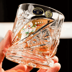 ClayWhispers Bohemia Floral Enamel Crystal Whisky Glasses Gift Set Of Two