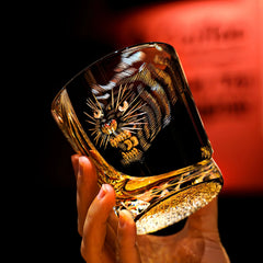 Edo Kiriko Handcrafted Kuro Tora Whisky Glass