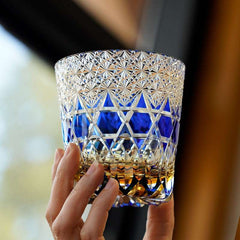 ClayWhispers Handcrafted Sapphire Fluorite Whisky Glass With Wooden Box
