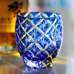 ClayWhispers Handcrafted Sapphire Shippo Whisky Glass With Wooden Box