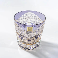 Edo Kiriko Handcrafted Lead-Free Lavender Starlight Crystal Whiskey Glass-320ML