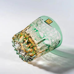 Edo Kiriko Handcrafted Emerald Pattern Lead-Free Crystal Whiskey Glass-320ML