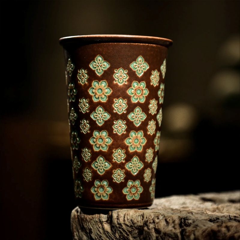 ang-Inspired Baoxiang Flower Handmade Cup – Large Cola & Coffee Mug